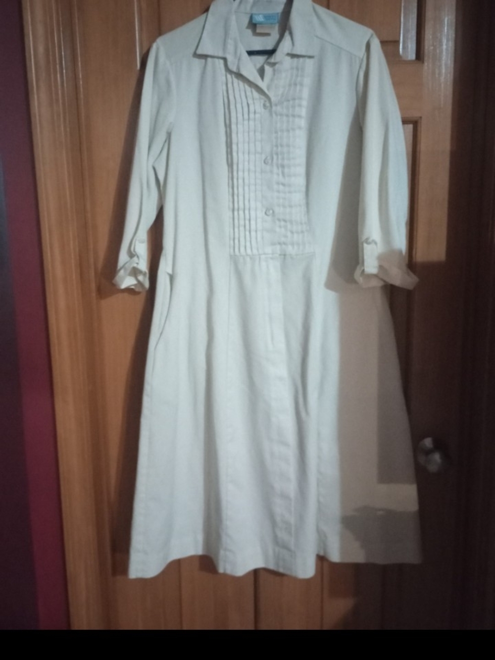 Vintage Women's White Button-Front Shirt Nurse Dress